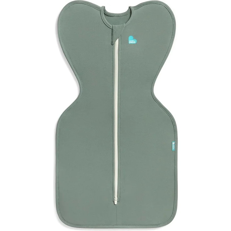 Love To Dream Swaddle Up, Größe S, 3,5–6 kg, Dunkeloliv, bequeme Passform, unterstützt gesunden Schlaf, 1,0 Tog für 20–24 °C, maschinenwaschbare Baumwolle, Von Hebammen empfohlen, Doppelreißverschluss