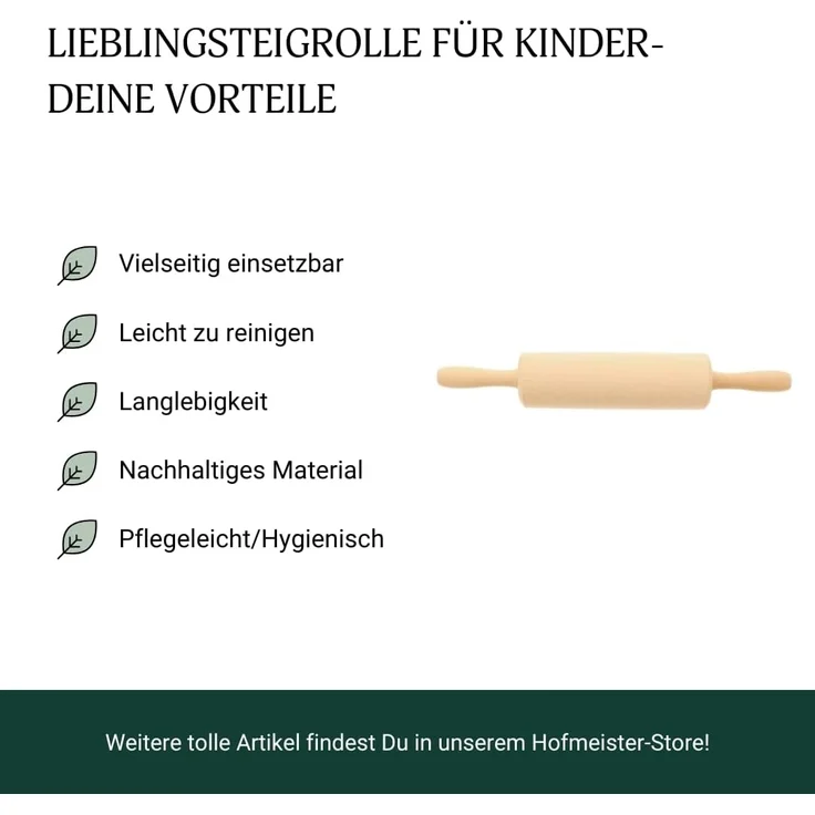 Hofmeister 30115 kleine Teigrolle für Kinderküche 23x4 cm – Bild 5