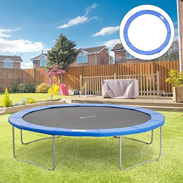 HOMCOM Trampolin Randabdeckung Ø366 cm, Hellblau, langlebige PE-Polsterung und wetterfester PVC-Überzug – Bild 2