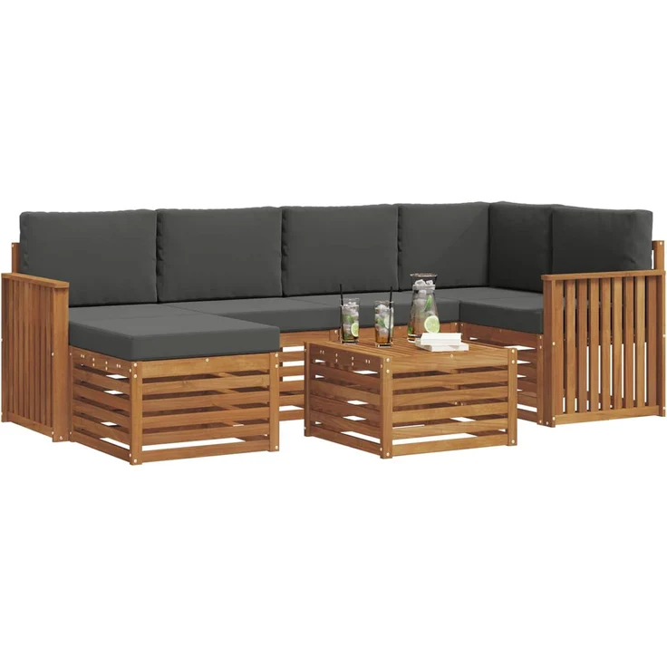 vidaXL Outdoor-Sofagarnitur 7 stk. 5-Sitzer Natur und Anthrazit 3375127 – Bild 3