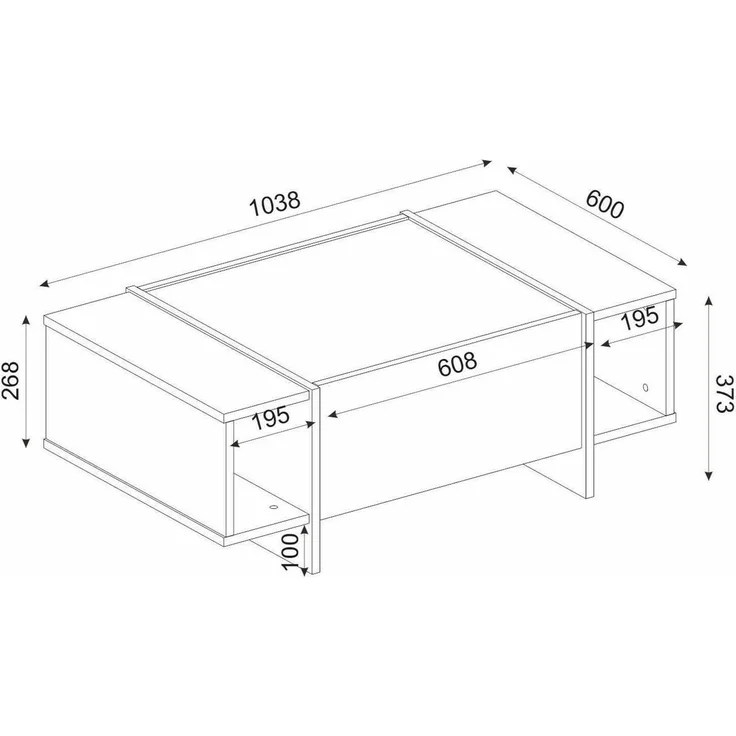 Dmora - Couchtisch Miram, Couchtisch, Zeitschriftenständer für Sofa, Ablage für Wohnzimmer, 104 x 60 x 37 cm, Schwarz und Gold – Bild 2