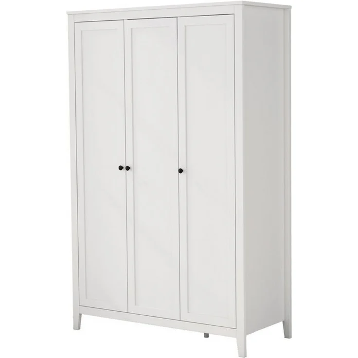 OTTO home Kleiderschrank Borkum Schlafzimmerschrank Garderobe Landhaus Bestseller weiß (hochwertige schwarze Griffe aus Metall) Schlafzimmerschrank mit 6 Böden und Kleiderstange, 3 Türen – Bild 4