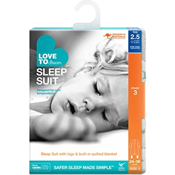 Love To Dream Gesteppter Schlafanzug warm mit Beinen, 24–36 Monate Oliv, 2,5 Tog (16–20 °C) Langarm & Steppdecke, maschinenwaschbare Baumwolle für Bewegung mit Anti-Rutsch-Pads, Von Hebammen empfohlen – Bild 8