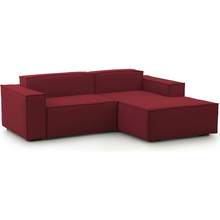 Dmora Sofa mit Halbinsel Ameli, modulares Sofa mit rechter Chaiselongue, modernes Stoffsofa, 100 % Made in Italy, 240 x 170 x 70 cm, Rot – Bild 8