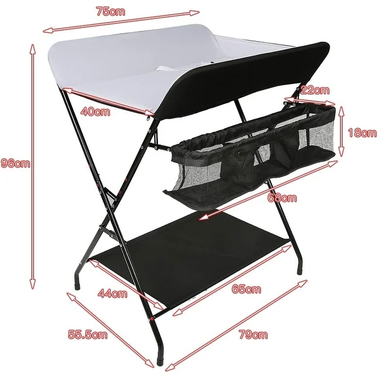 Wickeltisch und Badewanne 2-in-1 für Babys - Von Geburt bis 12 Monate (bis zu 25 kg) - Faltbar und Tragbar (Grau) – Bild 3