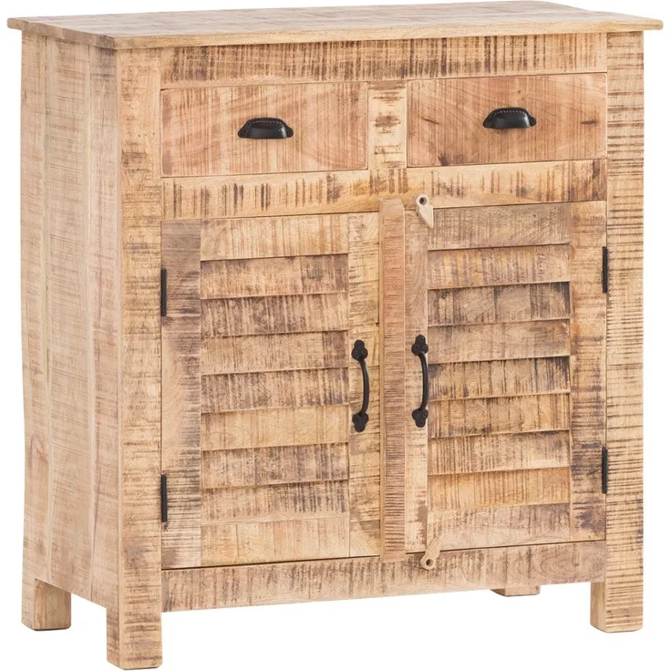 Kommode Caribou aus Mangoholz mit Lamellentüren