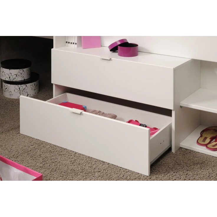 Hochbett >Milky 1< in Weiß / Grey Loft - 203x135x90cm (LxBxH) – Bild 4