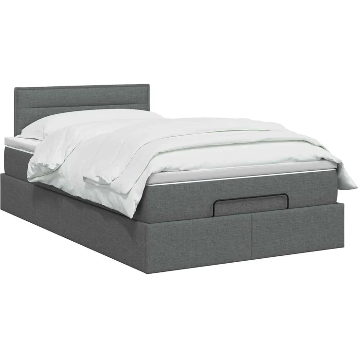 vidaXL Ottoman-Bett mit Matratze und LED Dunkelgrau 120 x 200 cm Stoff 3456816 – Bild 3
