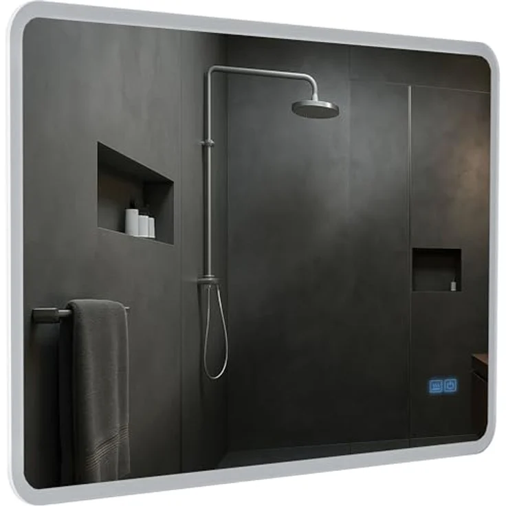 CLP Badspiegel Jericho Bluetooth-Lautsprecher Anti-Beschlag LED-Beleuchtung dimmbar,70x100 cm – Bild 5
