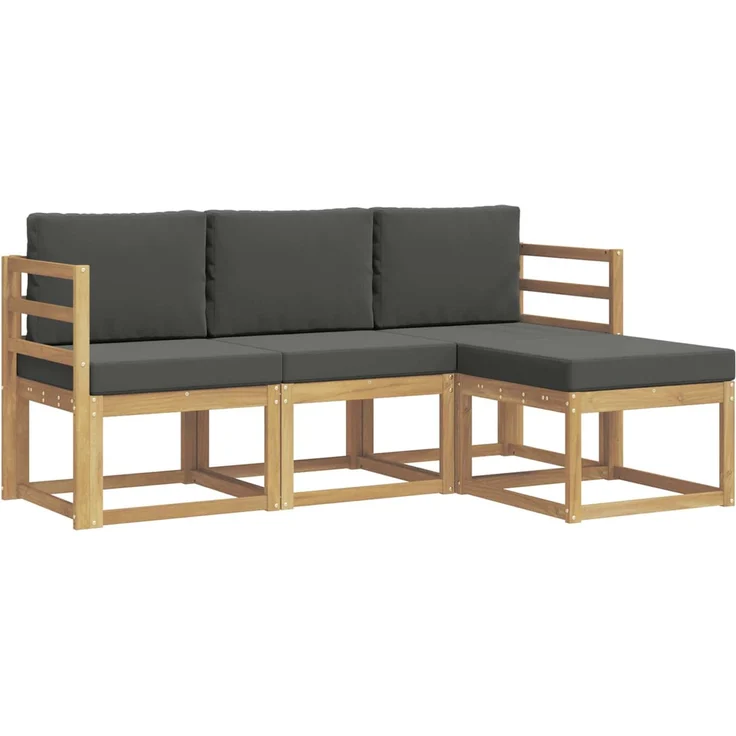 vidaXL Outdoor-Sofagarnitur 4 stk. Weiß und Anthrazit 3387441 – Bild 2