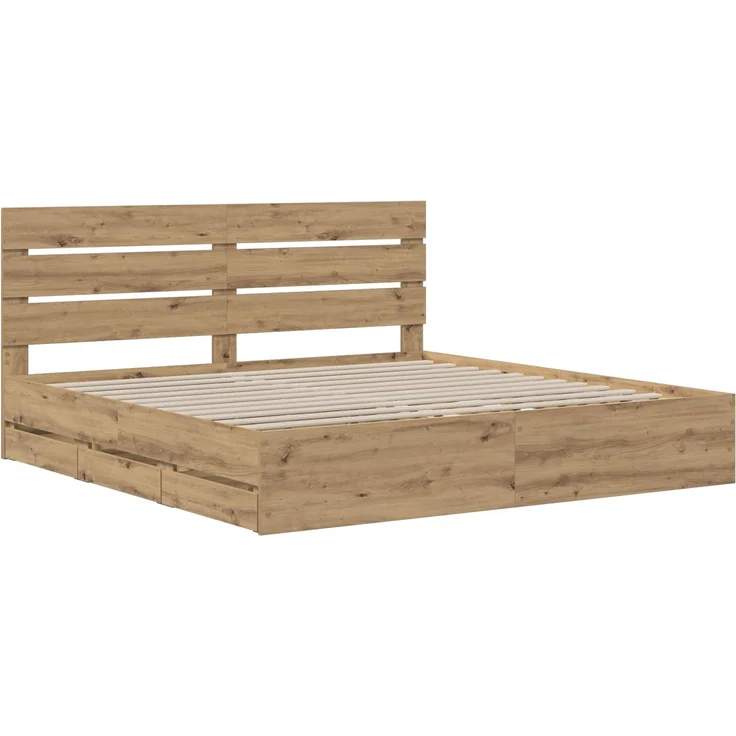 vidaXL Bed Frame with Storage and Headboard Artisan Oak 180 x 200 cm 3445834 – Bild 3