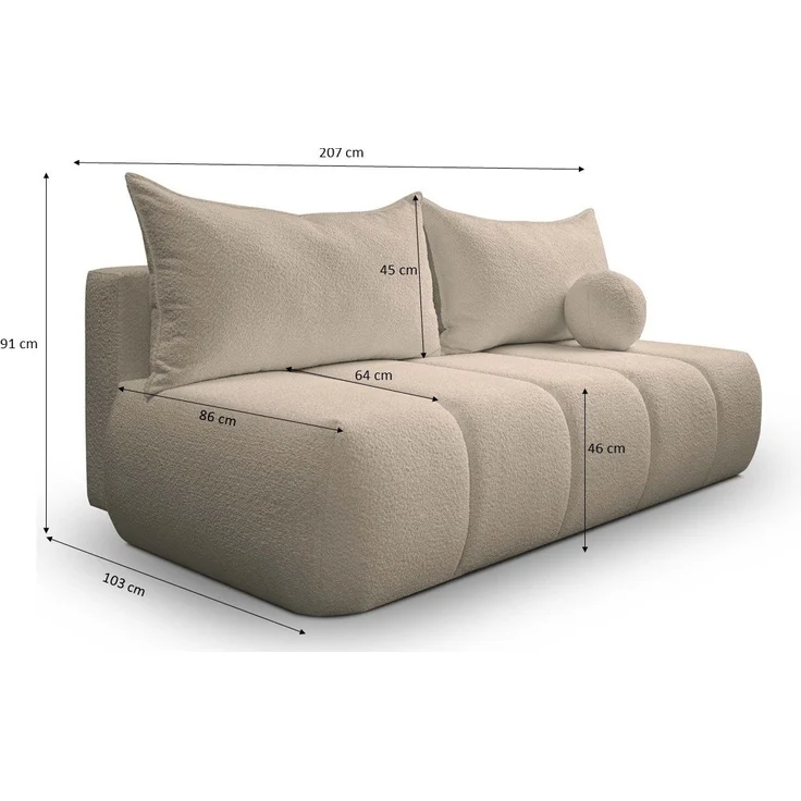 Kaiser Möbel Schlafsofa Dreisitziges Sofa PIANO mit Schlaffunktion, Komfortabel, praktisch und freistehend – Bild 2