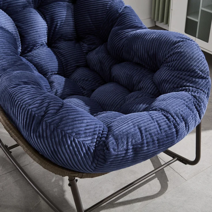 LVHOM Schaukelstuhl mit gepolstertem Kissen, Rattanstuhl mit Stahlrahmen, Lounge Sessel, Schaukelsessel, 1 St, für Balkon/Garten/Wohnzimmer/Schlafzimmer – Bild 8