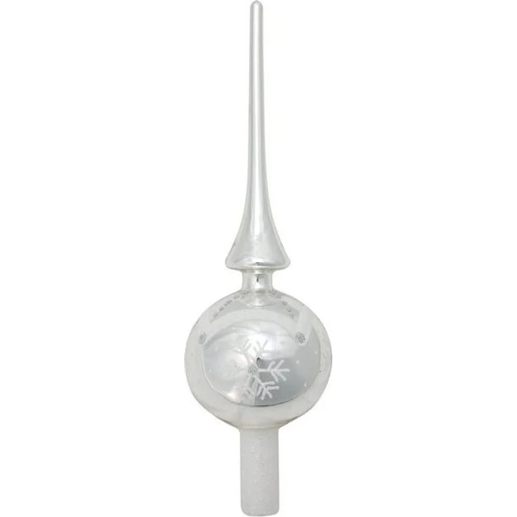 Krebs Glas Lauscha Christbaumspitze Christbaumschmuck Christbaumspitze Glas Ø 7x28 cm silber glänzend – Bild 2