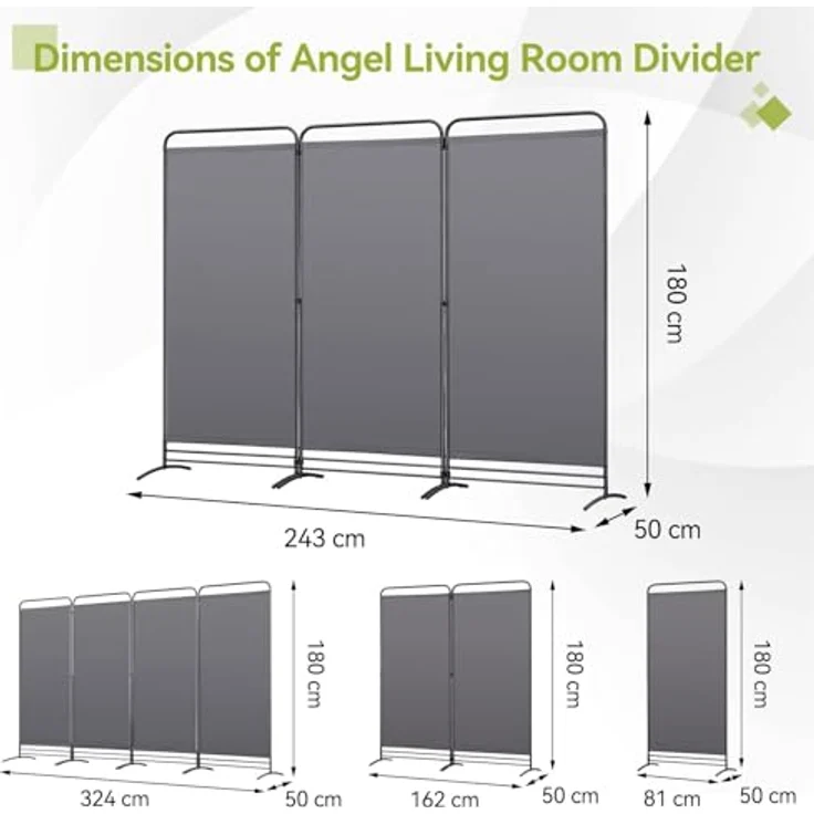 Angel Living Paravent Klappbar Raumteiler Freistehend Sichtschutzwand (3 St), Paravent 3 Teilig, 243(B) x 50(T) x 180(H)cm – Bild 4