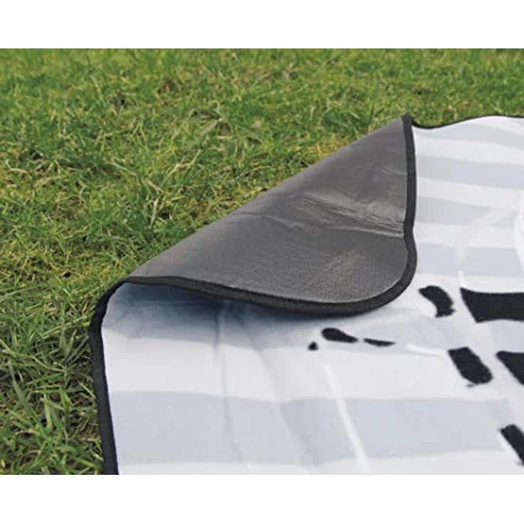 BRISA VW Collection - Volkswagen Picknickdecke 200x150 cm Wasserdicht Wärmeisoliert Fleece Garten Outdoor Stranddecke mit Tragetasche (Samba Stripes/Blau) – Bild 5