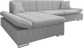 Malwi Ecksofa Cord, Grau, 76 x 161 x 278 cm, Links