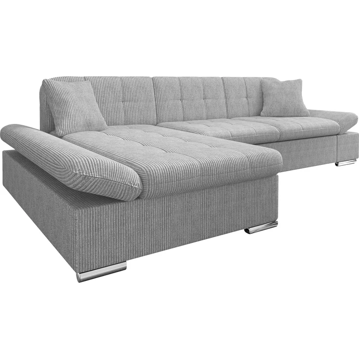 'Malwi' Ecksofa Cord, Grau, 76 x 161 x 278 cm, Links – Bild 1