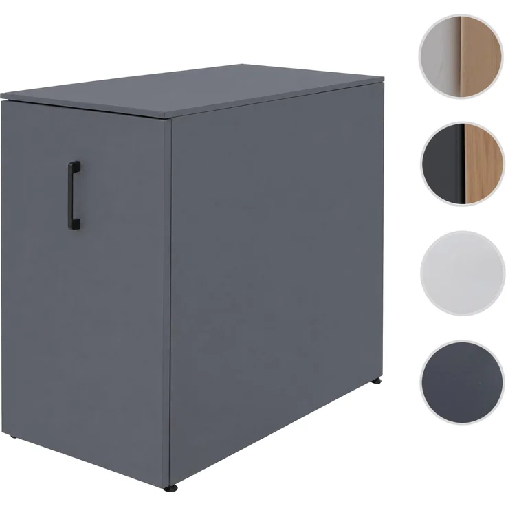 Aktenschrank HWC-Q27, Büroschrank Stahlschrank, Stützrad Staufächer, Metall 74x43x80cm ~ dunkelgrau – Bild 10