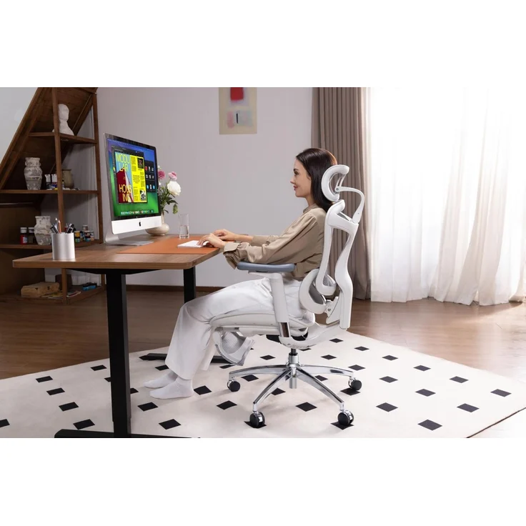 Sihoo 'Doro C300L' ergonomischer Schreibtischstuhl, Mit Fußpedal, 126 x 78,5 cm, in Weiß – Bild 7