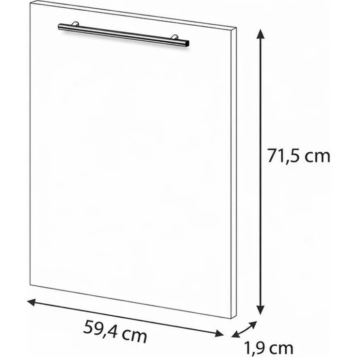 Möbelhandel Klipenstein Frontblende 60er Geschirrspülfront, voll-teilintegriert, 19 mm MDF, 594x715, 594x565 – Bild 3
