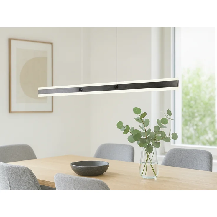 LED Pendelleuchte ARCOLA stufenlos höhenverstellbar Silber, Breite 115cm – Bild 1