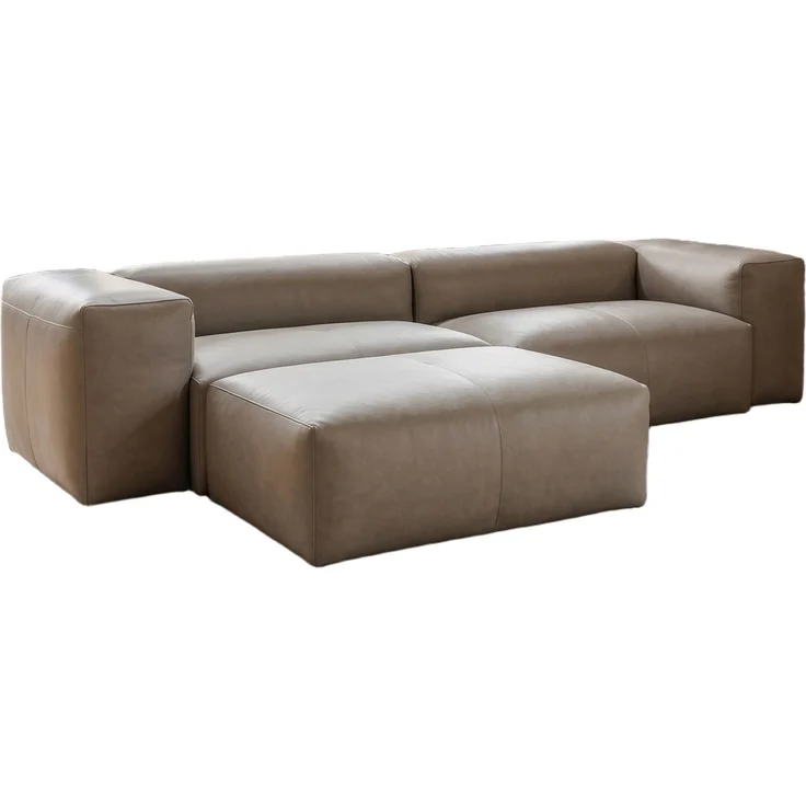 KAWOLA Sofa CELESTE 4-Sitzer mit Hocker Leder grau 72 x 114 x 302 cm – Bild 3