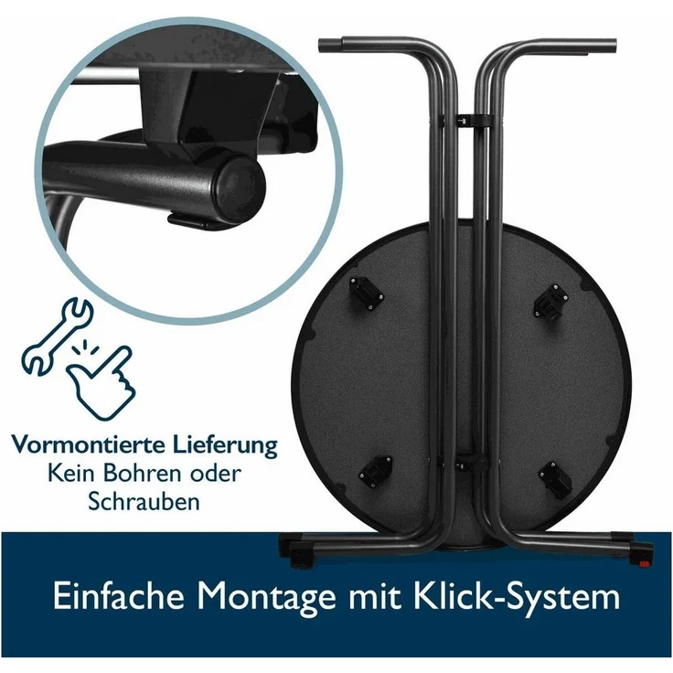 Beautissu Stehtisch Outdoor Stehtisch Sylt, klappbar, Ø80cm, Schwarz, mit Husse, Platzsparender Bistrotisch in Gastro-Qualität – Bild 2