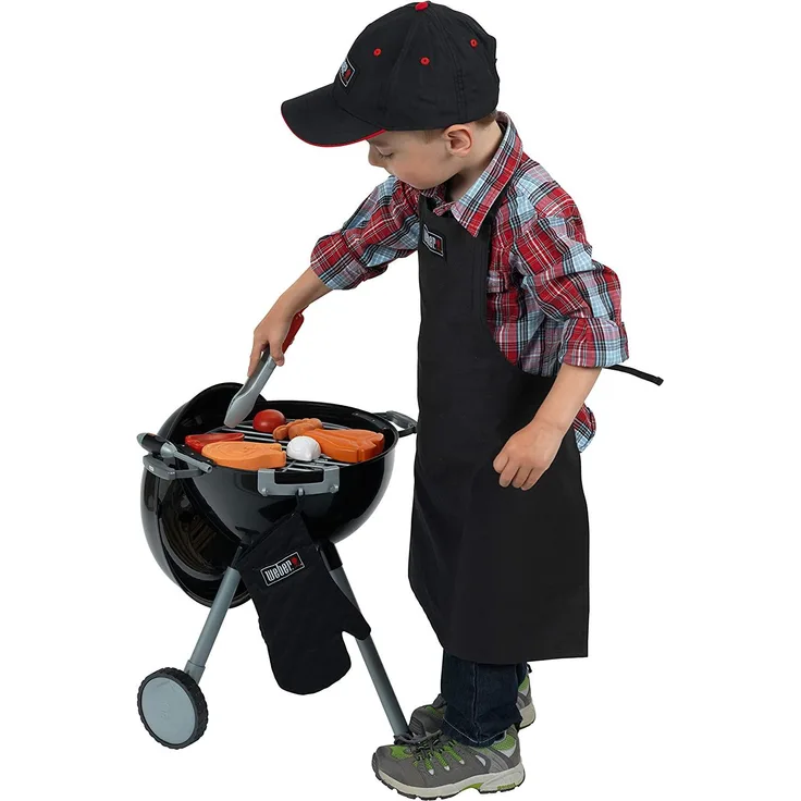 Theo Klein 9401 Weber Kugelgrill Premium mit Licht und Sound I Mit Kohlehaufen, Grillzange und vielem mehr I Inkl. Feuerzeug mit Magnetkopf zum Aktivieren des Kohlehaufens