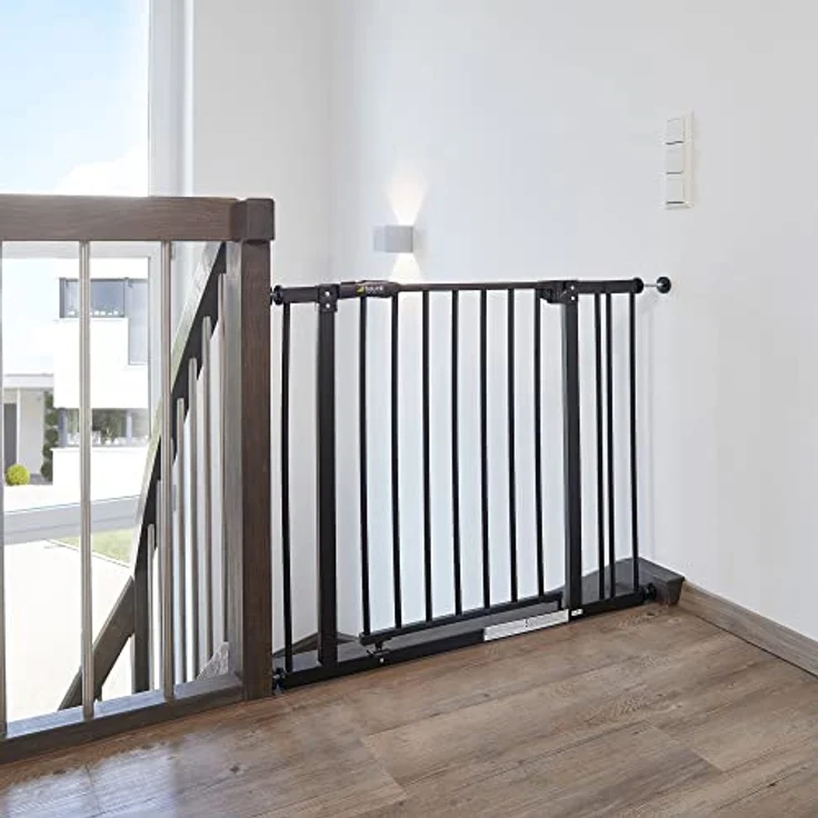 Hauck Close N Stop Treppengitter inklusive 21 cm Verlängerung/Türschutzgitter/96 – 101 cm/ohne Bohren Kinder/Hunde/kombinierbar mit Y-Spindel für Geländer/beidseitig schwenkbar/Metall/charcoal (grau) – Bild 7
