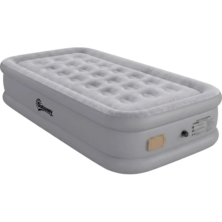 Luftmatratze 1 Person Selbstaufblasendes Luftbett mit integrierter elektrischer Pumpe in 3 Minuten beflockte Oberfläche--Grau--39x97x190cm--YOUDENOVA – Bild 1