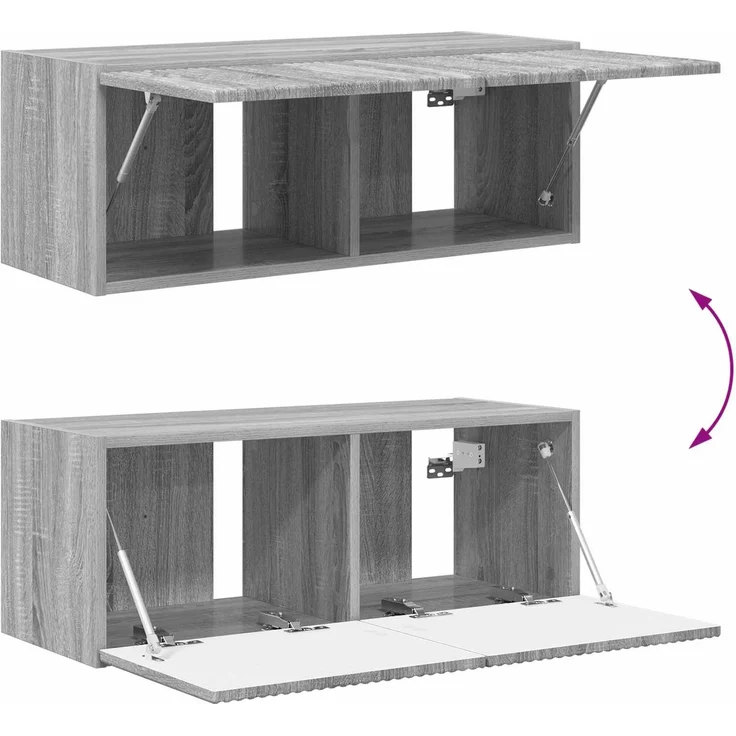 vidaXL TV-Wandregal-Set Wandmontiert 4 pcs Graues Sonoma Holzwerkstoff 3408922 – Bild 10