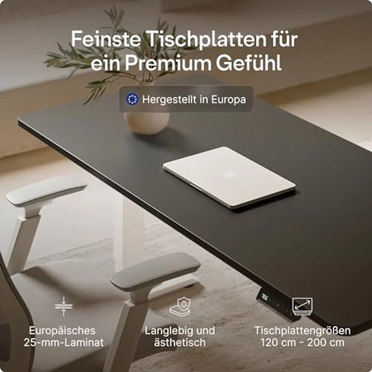 Höhenverstellbarer Schreibtisch - Höhenverstellbar Elektrisch mit Flüsterleisem Dual-Motor & Touchscreen - Hohe Tragfähigkeit - Stehtisch von Desktronic, Weiß + Schwarz, 140x70 cm – Bild 9