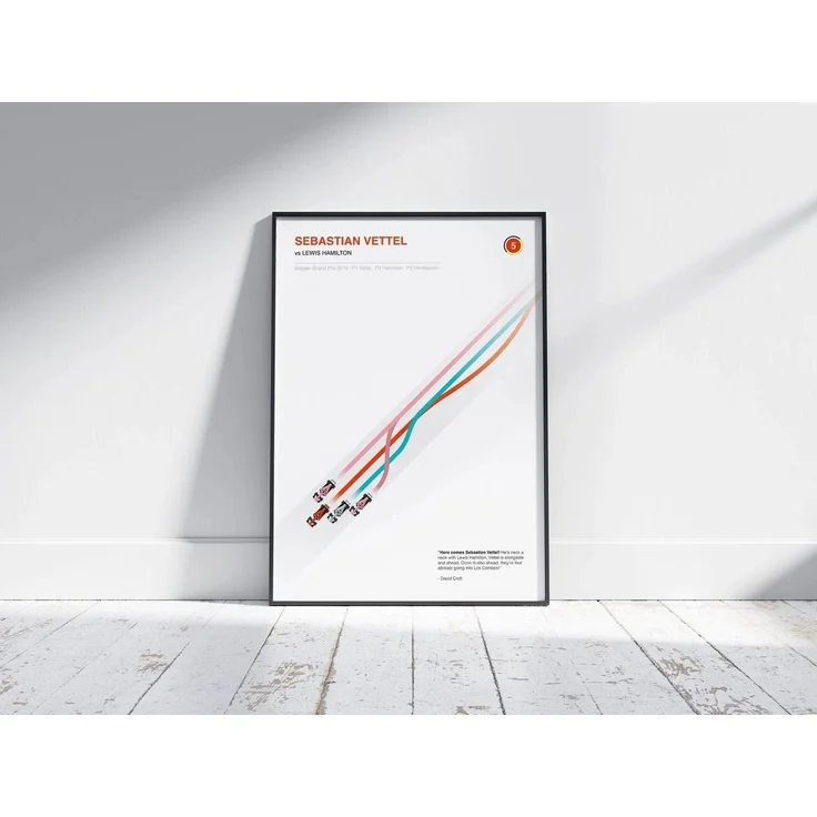 Poster Formel 1 Überholmanöver Linien Kurve Windschatten Rennstrecke Rennfahrer Rennwagen · Deko Print ohne Rahmen - E Ricciardo / 40x50 cm – Bild 2