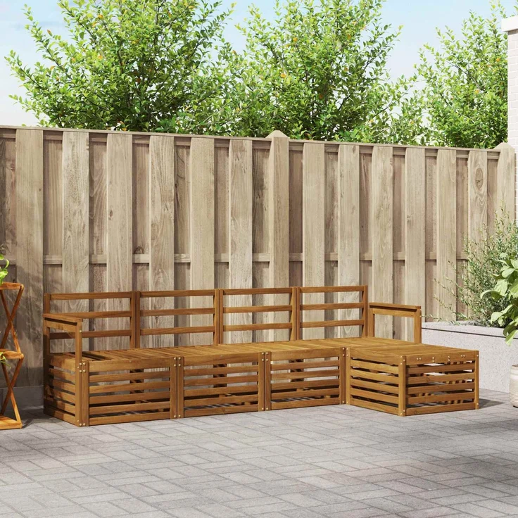 vidaXL Outdoor-Sofagarnitur 5 stk. 5-Sitzer Natur Massivholz Akazie 3374634 – Bild 1