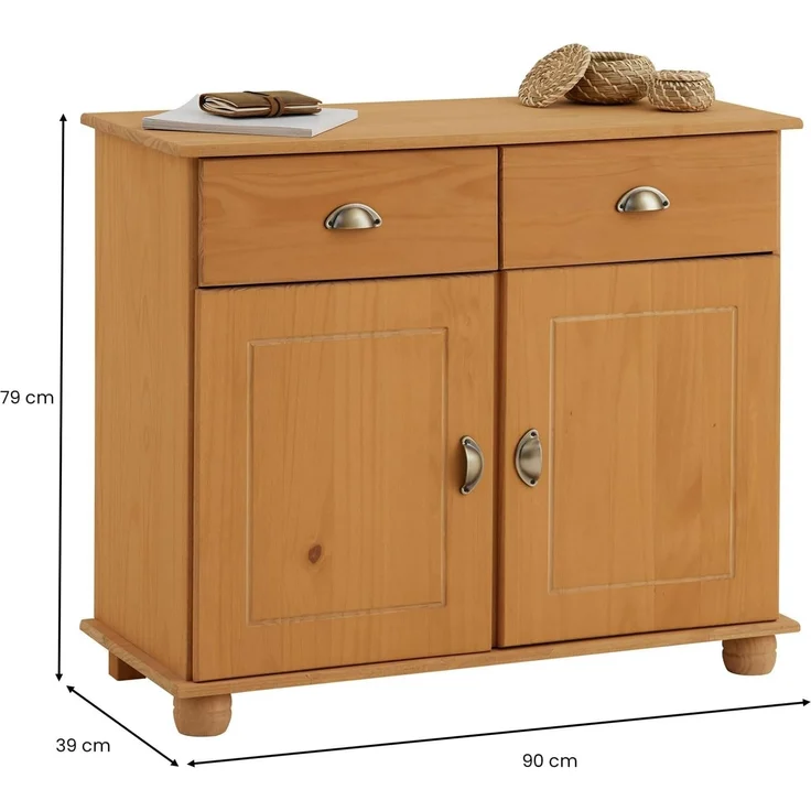 IDIMEX Kommode COLMAR, Kommode Anrichte Schrank Möbel Holz Kiefer massiv 2 Türen – Bild 3