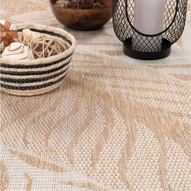 TaraCarpet Teppich Tara Carpet Columbia-Fashion Plant In & Outdoor auch für die Küche, rechteckig, Höhe: 5 mm, Balkon Terrasse Wintergarten Plant natur creme Esszimmer 80x150 – Bild 3