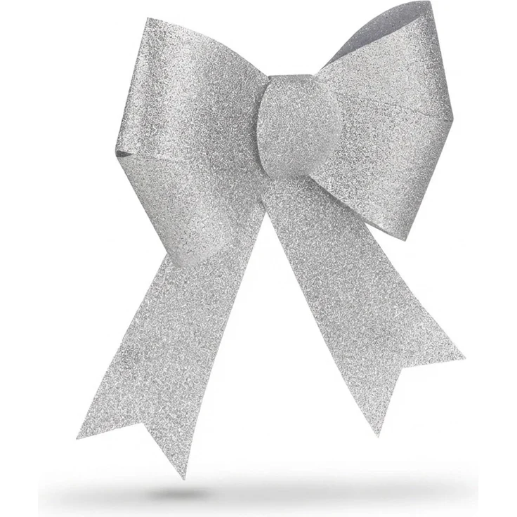 relaxdays Weihnachtsbaumschleife Glitzernde Schleife im 10er Set (10-tlg), silber – Bild 8