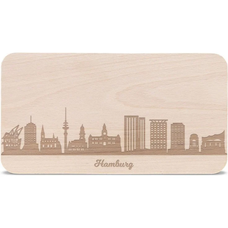 GRAVURZEILE Schneidebrett Frühstücksbrettchen mit Gravur - Skyline Hamburg, Buchenholz, (Kein Set), Geschenk für Hamburg Stadtverliebte & Fans - ideal auch als Souvenir – Bild 3