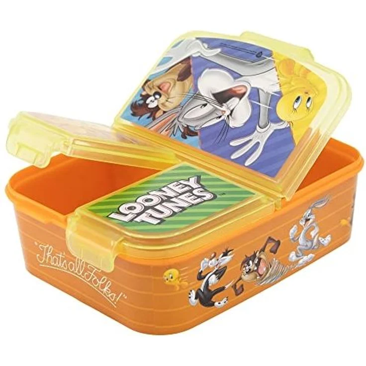 Looney Tunes Bugs Bunny Kinder Premium Brotdose Lunchbox Frühstücks-Box Vesper-Dose mit 3 Fächern – Bild 3