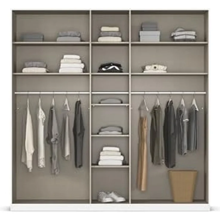 Rauch Möbel Alabama, Kleiderschrank für Schlafzimmer, Kinderzimmer, Wohnzimmer, Garderobe, Flur, 5-türig, mit Zubehör Classic, Farbe Seidengrau, Breite 226 cm – Bild 6
