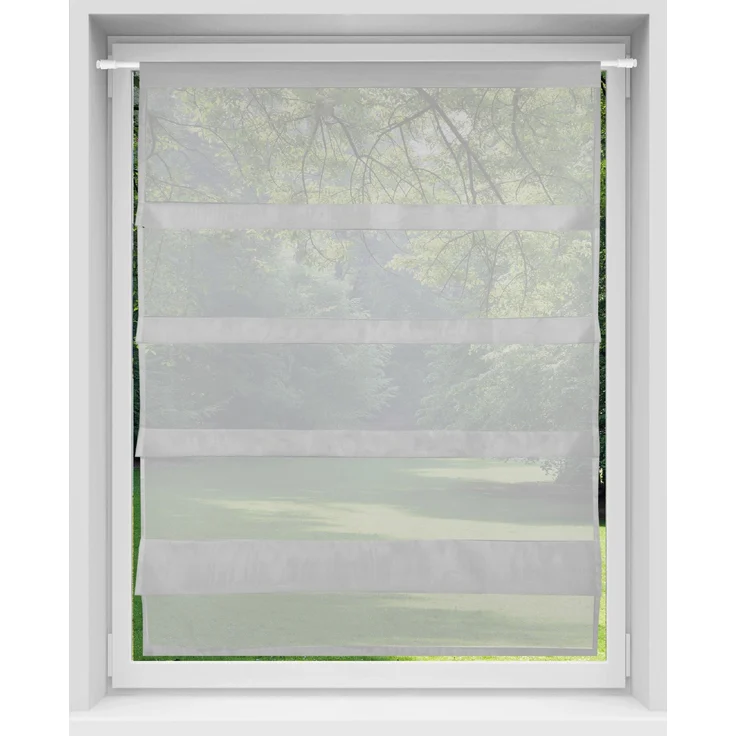 Transparente Bistrogardine Raffoptik mit Stangendurchzug in Voile, schlicht und modern in vielen verschiedenen Farben erhältlich (80 x 110 cm / grau - mausgrau) – Bild 4