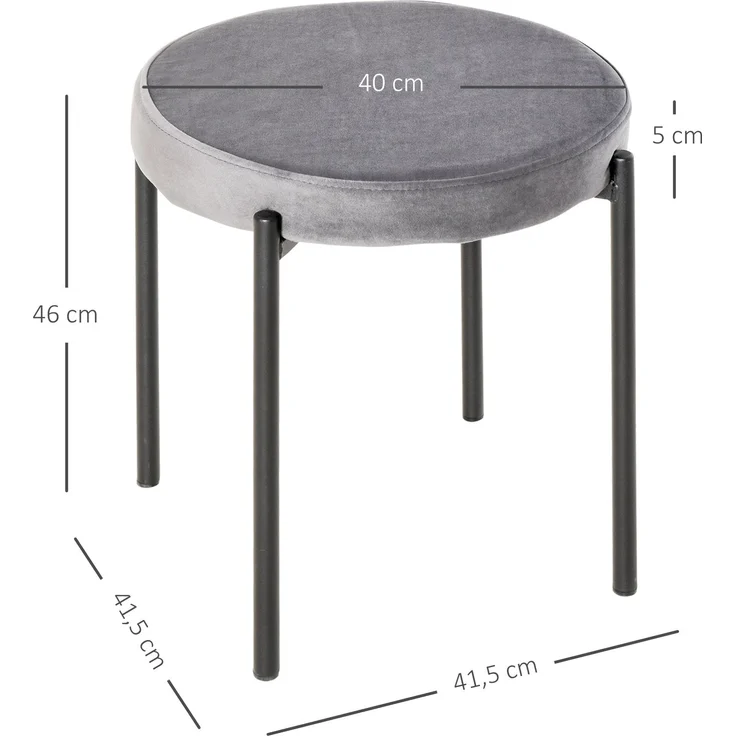 Wohnora-Esszimmerhocker 4er Set Stapelhocker Hocker aus Metall mit Samtoptik Küchenhocker Polsterhocker für Esszimmer Wohnzimmer Grau,H 460cm x T 415cm x B 415cm,Dunkelgrau – Bild 4