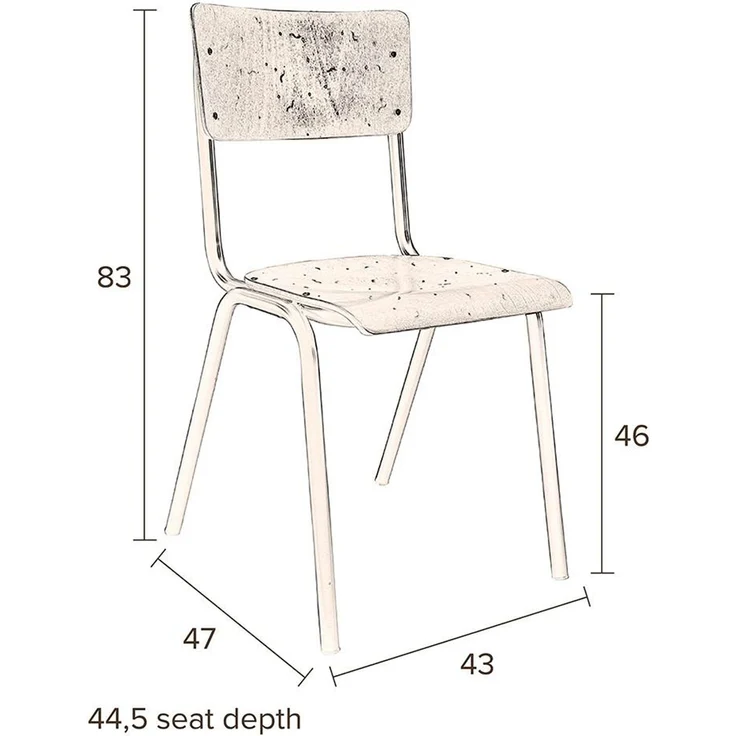 Dutchbone Esszimmerstuhl Scuola im 4er-Set, Retro-Design mit Buchensperrholz-Sitz in Walnuss-Optik und schwarzem Metallgestell – Bild 10