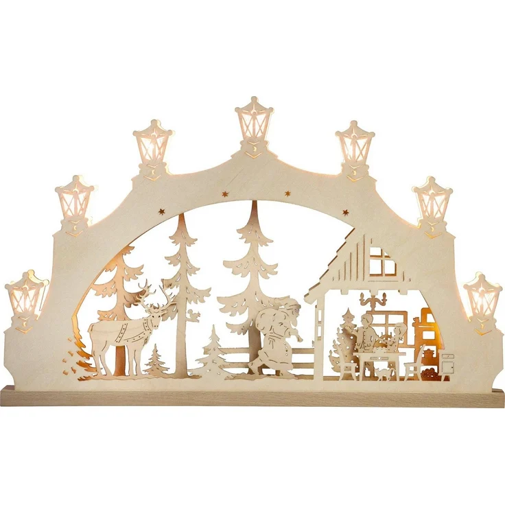 Weigla Schwibbogen Weihnachtsabend, Lichterbogen aus Holz, NATUR, Made in Germany (1-tlg), Erzgebirge garantiert, Weihnachtsdeko Innen, Weihnachtsbeleuchtung – Bild 5