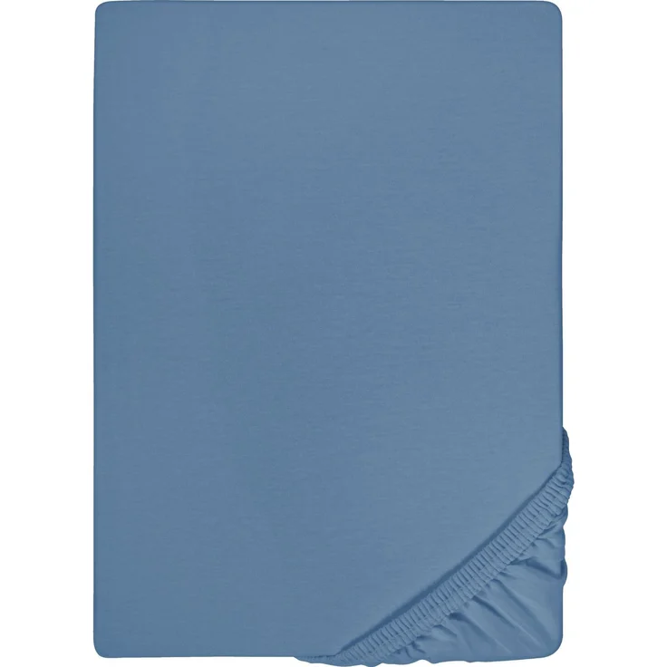 biberna Feinjersey-Spannbetttuch, 100 % Baumwolle, azurblau, 1x 180x200 cm - 200x200 cm – Bild 5