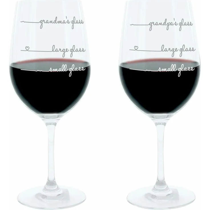 Leonardo Weinglas XL, Grandmas und Grandpas Glass Handwriting, 2er Set, Geschenk Stimmungsglas mit lustiger Gravur, Mood Wein Glas, 610ml