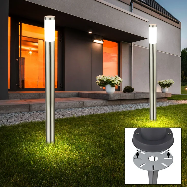 2er Set LED Edelstahl Stehleuchten, H 110 cm – Bild 2