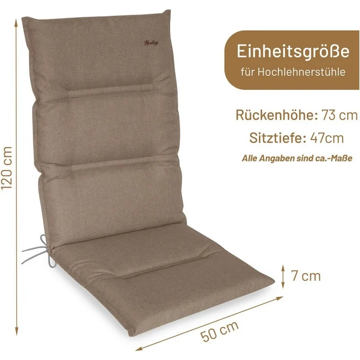 Herlag Hochlehnerauflage Greta Nachhaltig, Polsterauflage 120 x 50 x 7 cm, UV- und Fleckschutz, recyceltes Material – Bild 3