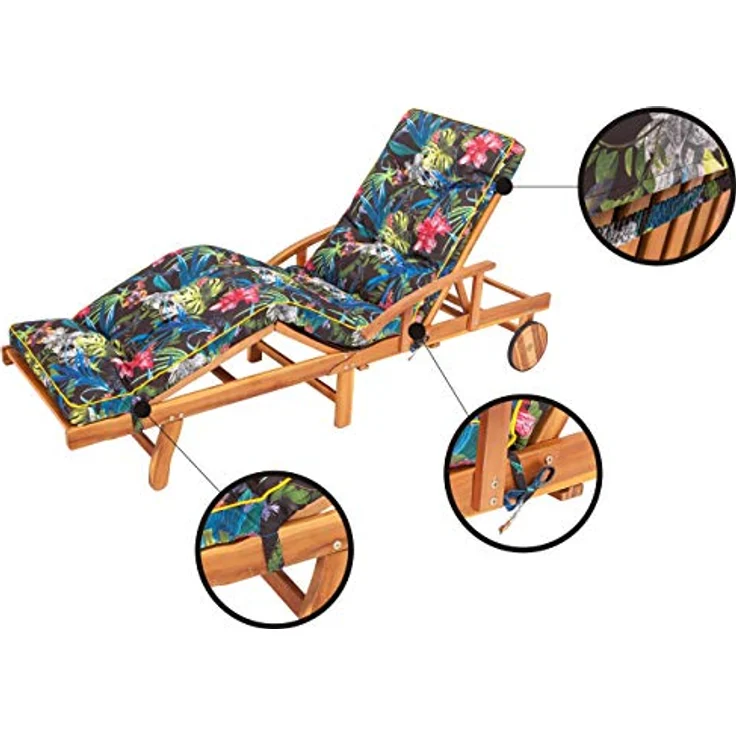 Bjird Liegenauflage, Polyester bunte Blätter, 200 x 55 x 8 cm – Bild 5